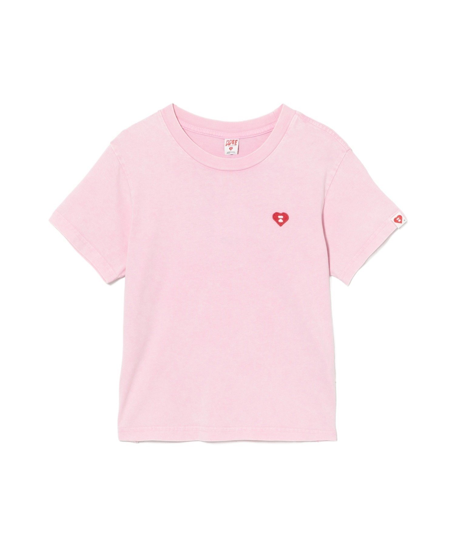 HEART BADGE CROP TEE #2 ア ベイシング エイプ トップス カットソー・Tシャツ ピンク オレンジ イエロー