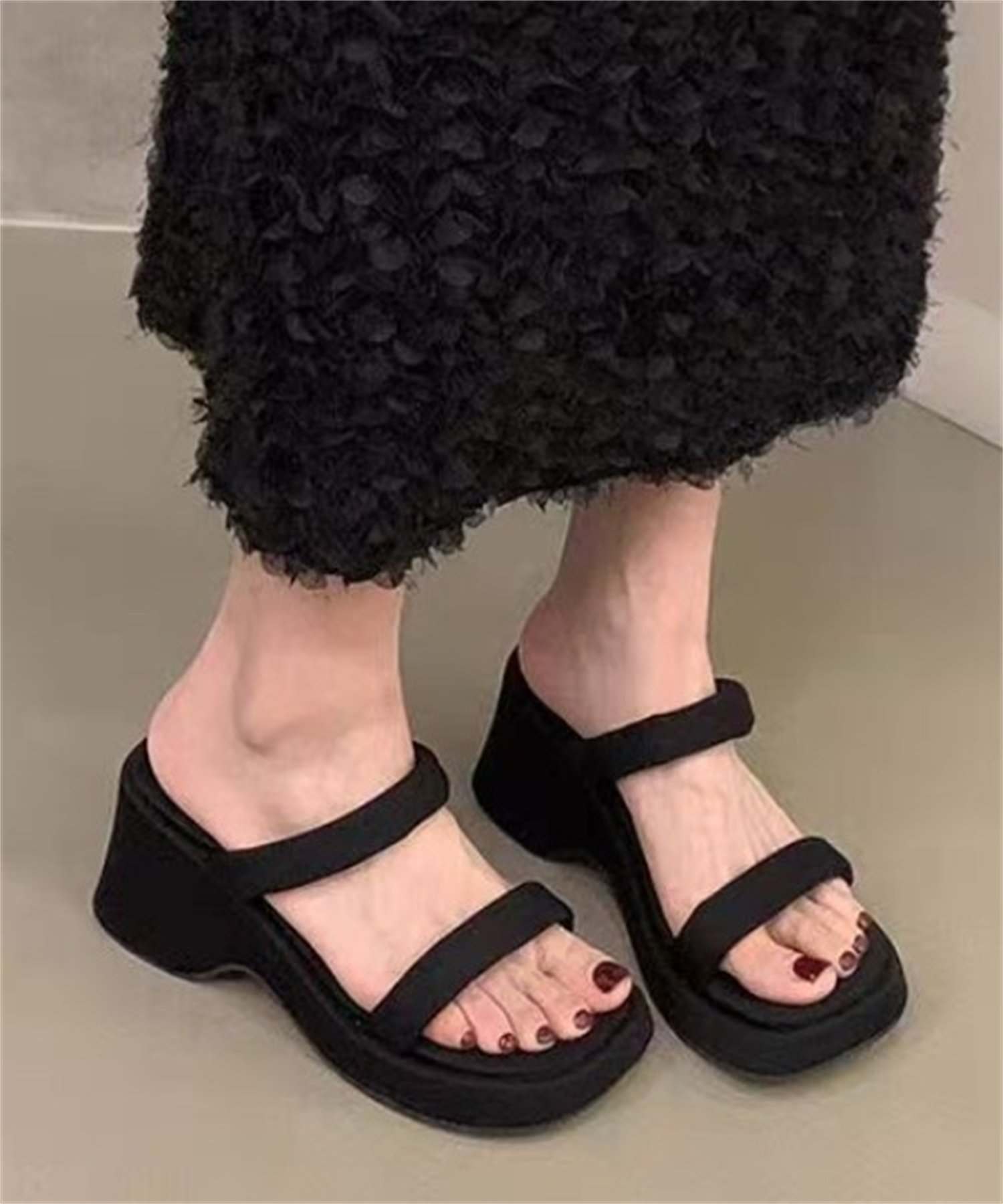 【SALE／15%OFF】Sibra 厚底シンプルストラップサンダル ディアベル シューズ・靴 サンダル ブラック
