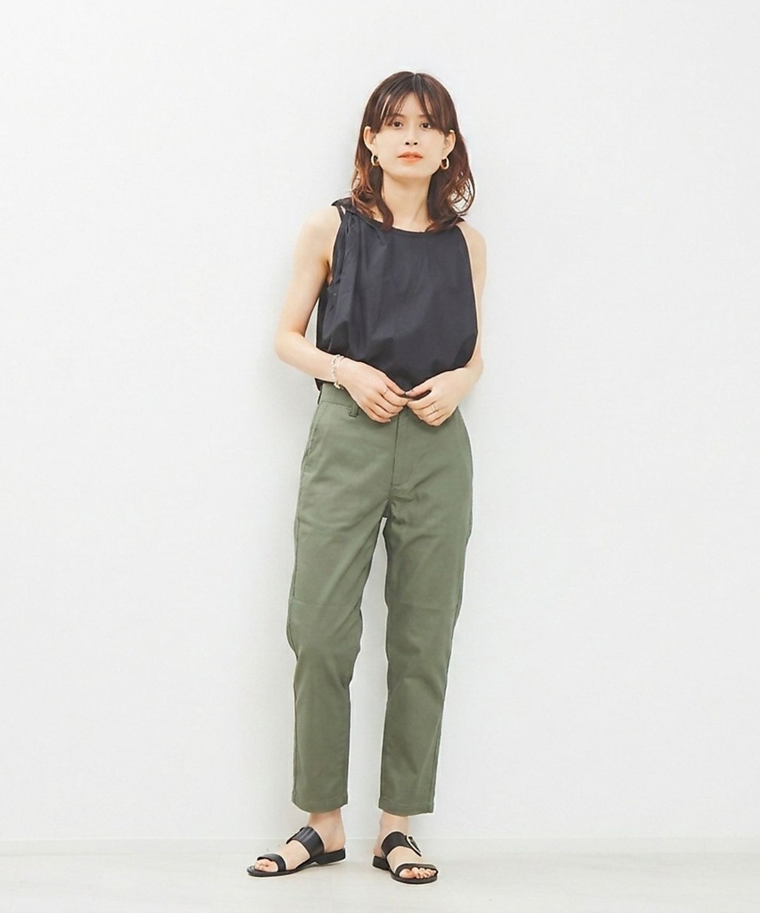 Rouge vif la cle 【Upper hights】ミリタリーテーパードパンツ ARMY THE HIS ルージュ・ヴィフ ラクレ パンツ その他のパンツ カーキグリーン