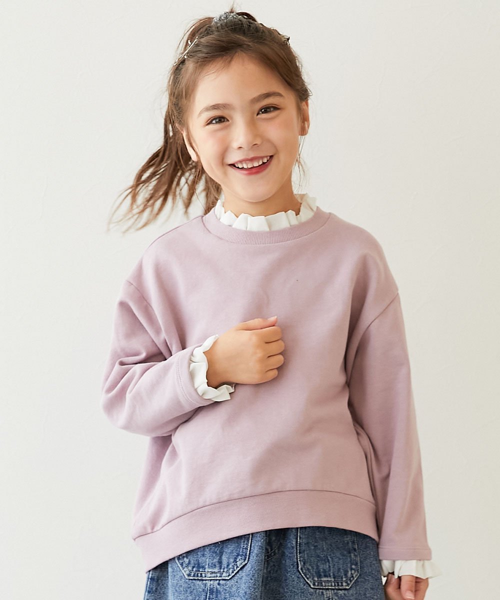 【SALE／10%OFF】devirock 綿100% 重ね着風フリル スウェットトレーナー トレーナー トップス 25AW デ..