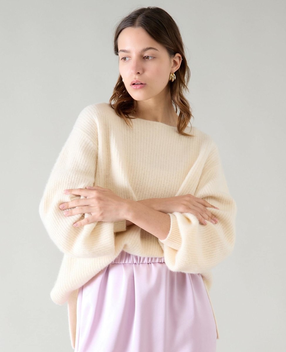 【SALE／30%OFF】TIARA FOX片畦ボートックニット ティアラ トップス ニット ホワイト ピンク グレー【送料無料】のサムネイル