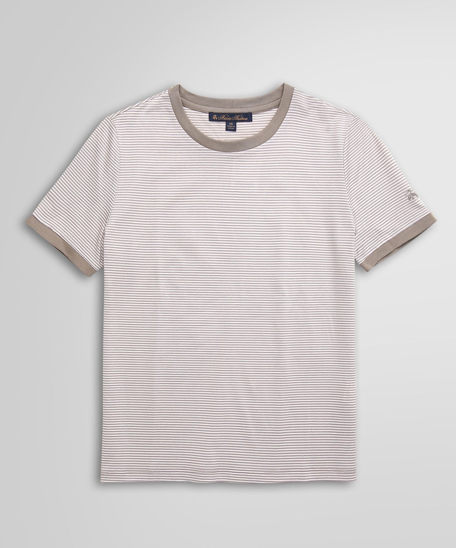BROOKS BROTHERS コットン ストライプ リンガーTシャツ ブルックス ブラザーズ トップス カットソー・Tシャツ ブラウン ベージュ【送料無料】