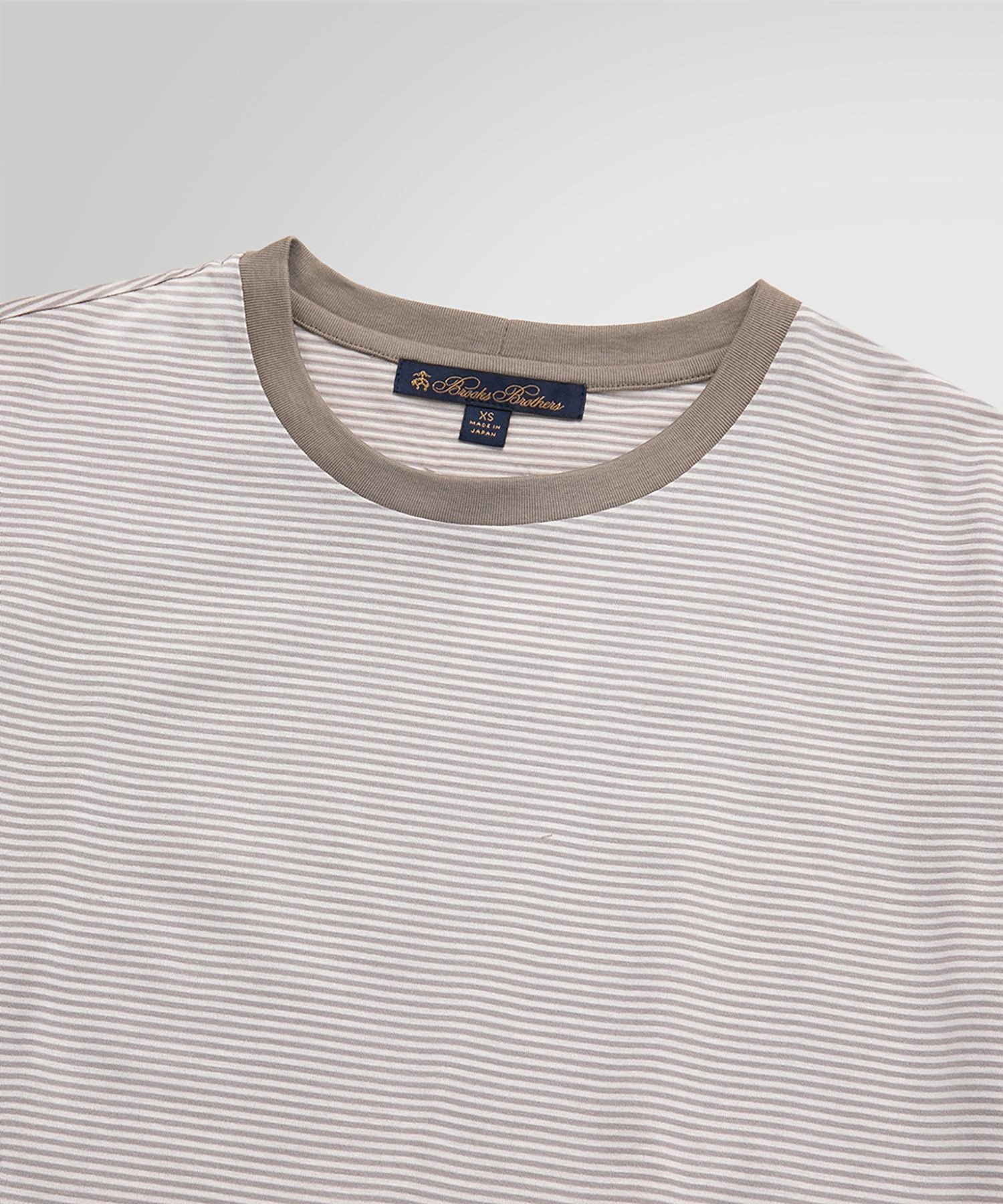 BROOKS BROTHERS コットン ストライプ リンガーTシャツ ブルックス ブラザーズ トップス カットソー・Tシャツ ブラウン ベージュ【送料無料】