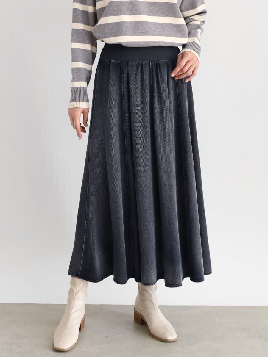 【SALE／29%OFF】CLOVE ウエストリブテンセルスカート ラシュッド スカート ロング・マキシスカート ネ..