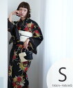 Nico@ntique ニコアンティーク 浴衣3点セット 黒地にアンティークローケツ柄 Sサイズ ウタタネ 着物・浴衣・和装小物 浴衣【送料無料】