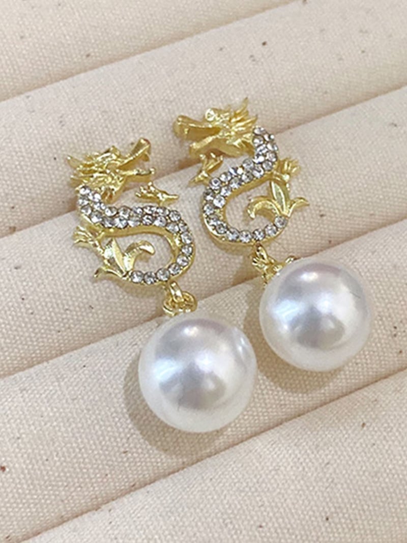 【SALE／20%OFF】Coo+i Coo+i/(W)パール&ドラゴンモチーフピアス ホワイト スレンダー アクセサリー・腕時計 ピアス ホワイト