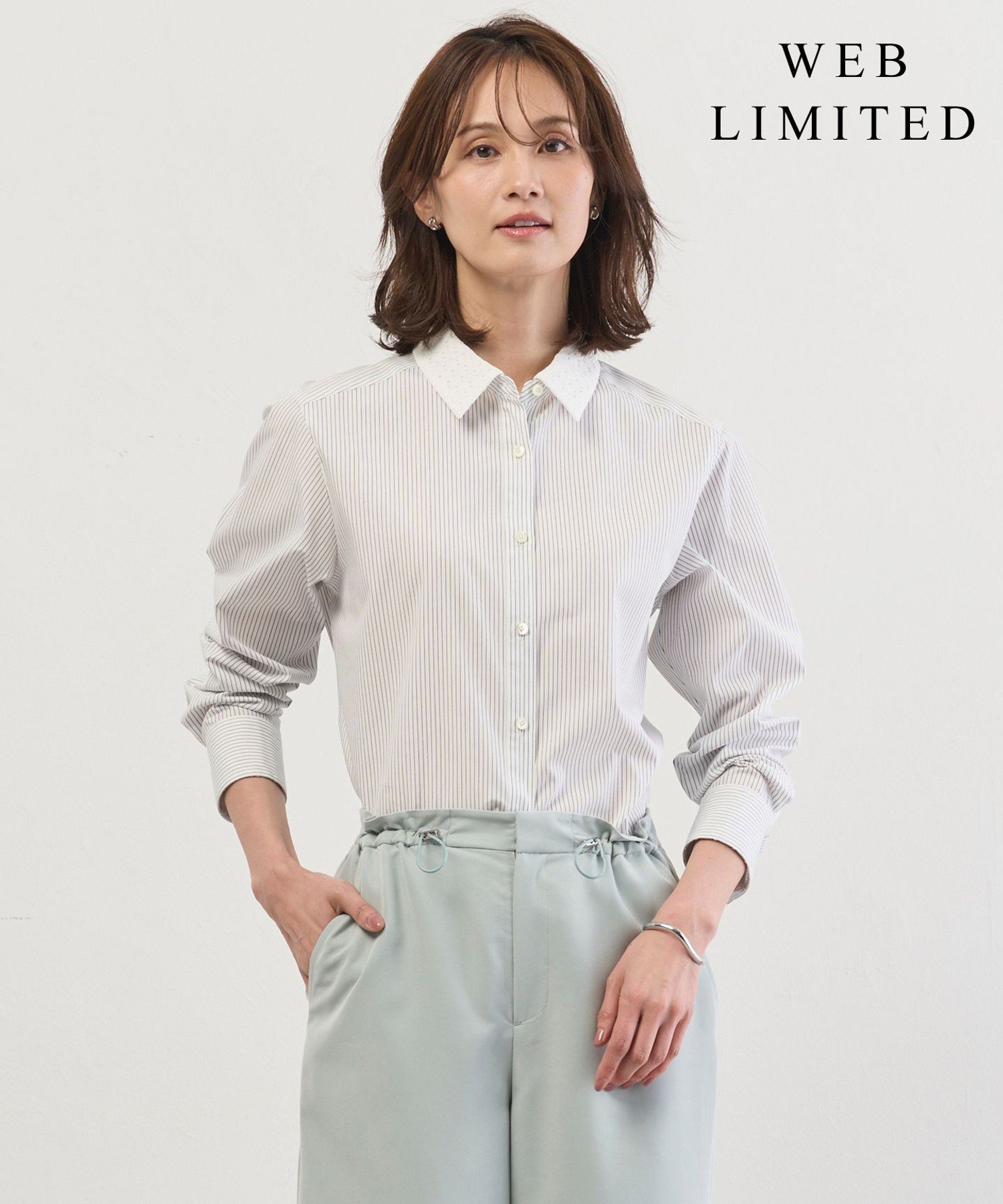 J.PRESS 【WEB限定カラーあり・2way】エステネージュ TYPEWRITER STRIPE シャツ ジェイプレス トップス シャツ・ブラウス ホワイト ブルー