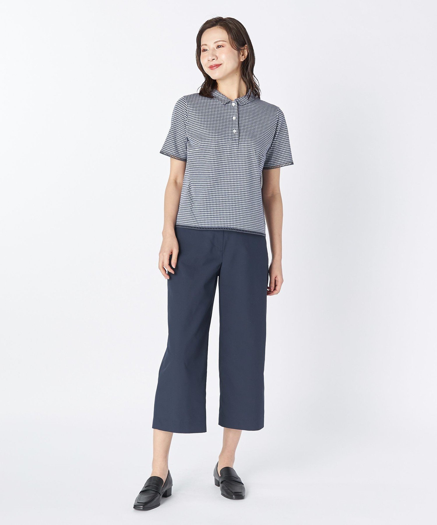 KEITH ギンガムジャージーカットソーポロ キース トップス カットソー・Tシャツ レッド ネイビー