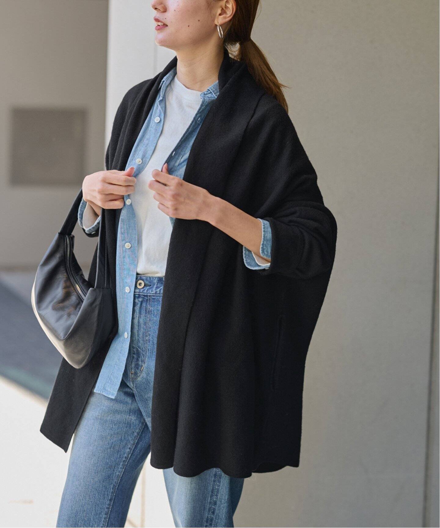 【SALE／30%OFF】FRAMeWORK ≪追加≫圧縮ウールショートガウン2 フレームワーク トップス カーディガン ブラック グレー【送料無料】のサムネイル