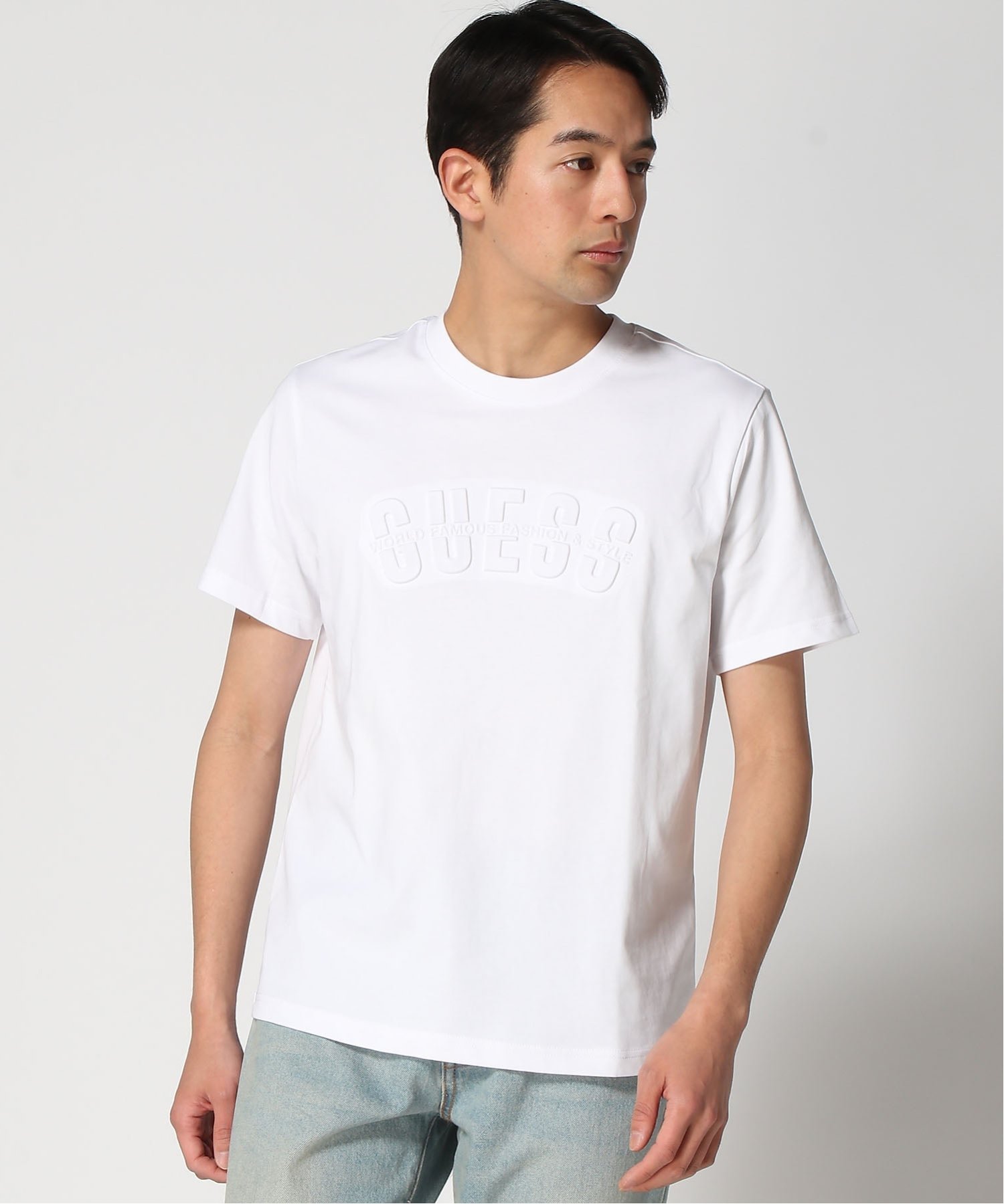 GUESS/(M)MEN'S S/Slv Tee Shirt カットソー Tシャツ ロゴTシャツ ゲス トップス カットソー・Tシャツ ブラック ホワイト