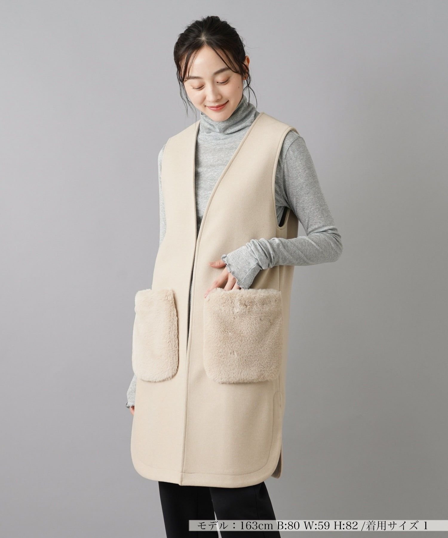 【SALE／51%OFF】NEMIKA ベスト【NEMIKA】 ネミカ トップス ベスト・ジレ ベージュ ブラック【送料無料】