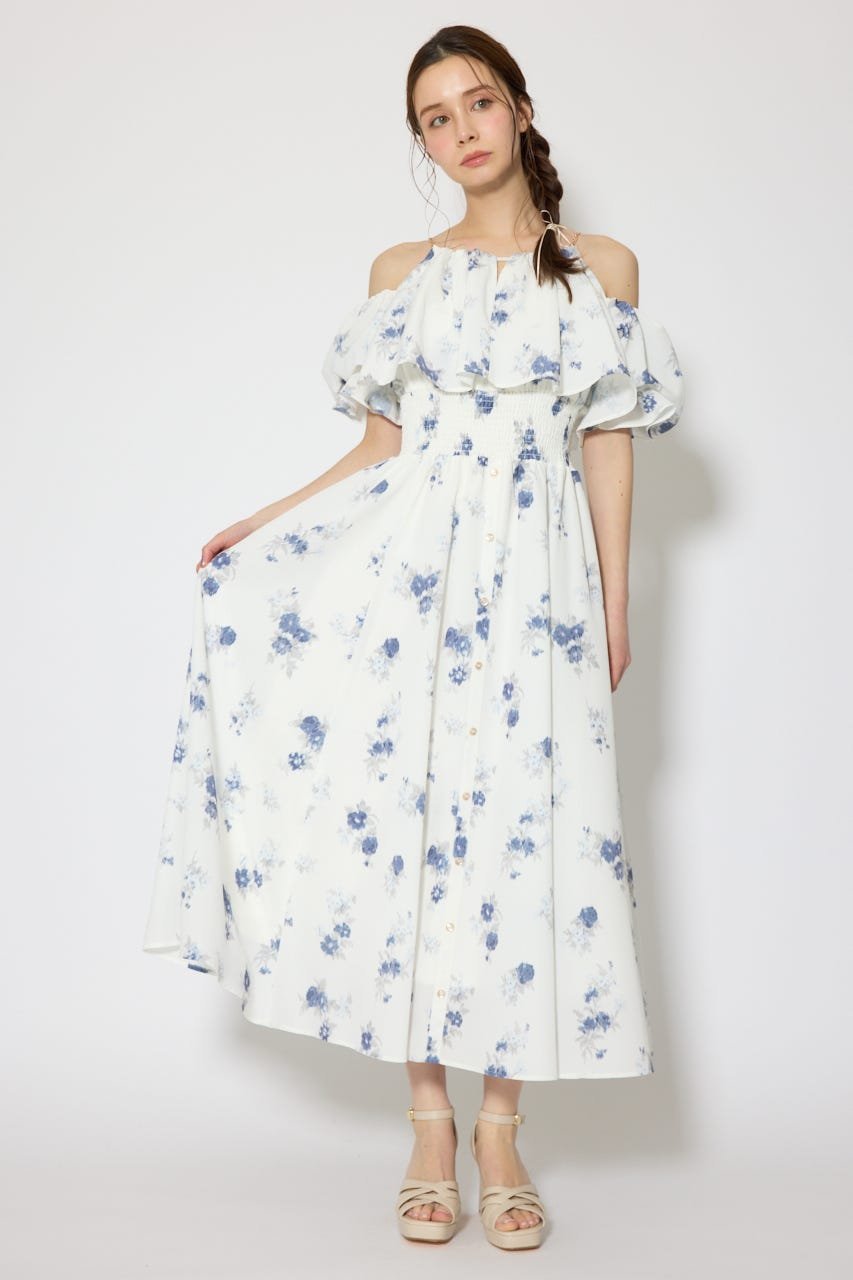 rienda ウエストシャーリング2WAYフレアワンピース リエンダ ワンピース・ドレス ワンピース ホワイト ブラウン