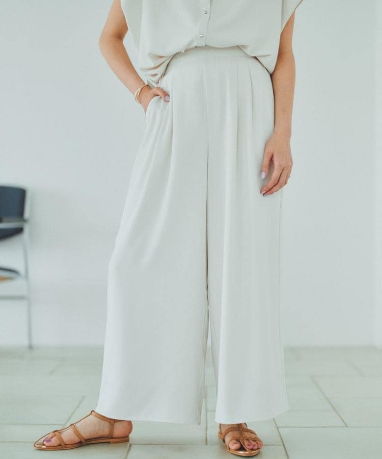 【SALE／30%OFF】THE SHOP TK 【防しわ/UV/セットアップ可】 やみつきになる とろみワイドパンツ ザ ショップ ティーケー パンツ その他のパンツ ネイビー ホワイト ブラック stylife-15737326 Rakuten Fashion パッケージ画像