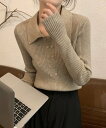 【SALE/22%OFF】Diosfront ダブルボタンポロニットプルオーバー ディオスフロント トップス ニット ベージュ ブラック ブラウン ホワイト カーキグリーン【送料無料】(4)