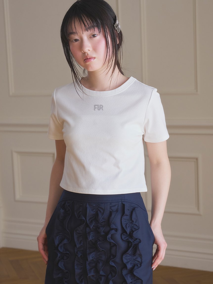 FURFUR クリスタルロゴTシャツ ファーファー トップス カットソー・Tシャツ ホワイト ピンク【送料無料】