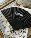 Chaos パールストラップ扇子 カオス 着物・浴衣・和装小物 浴衣 ブラック【送料無料】