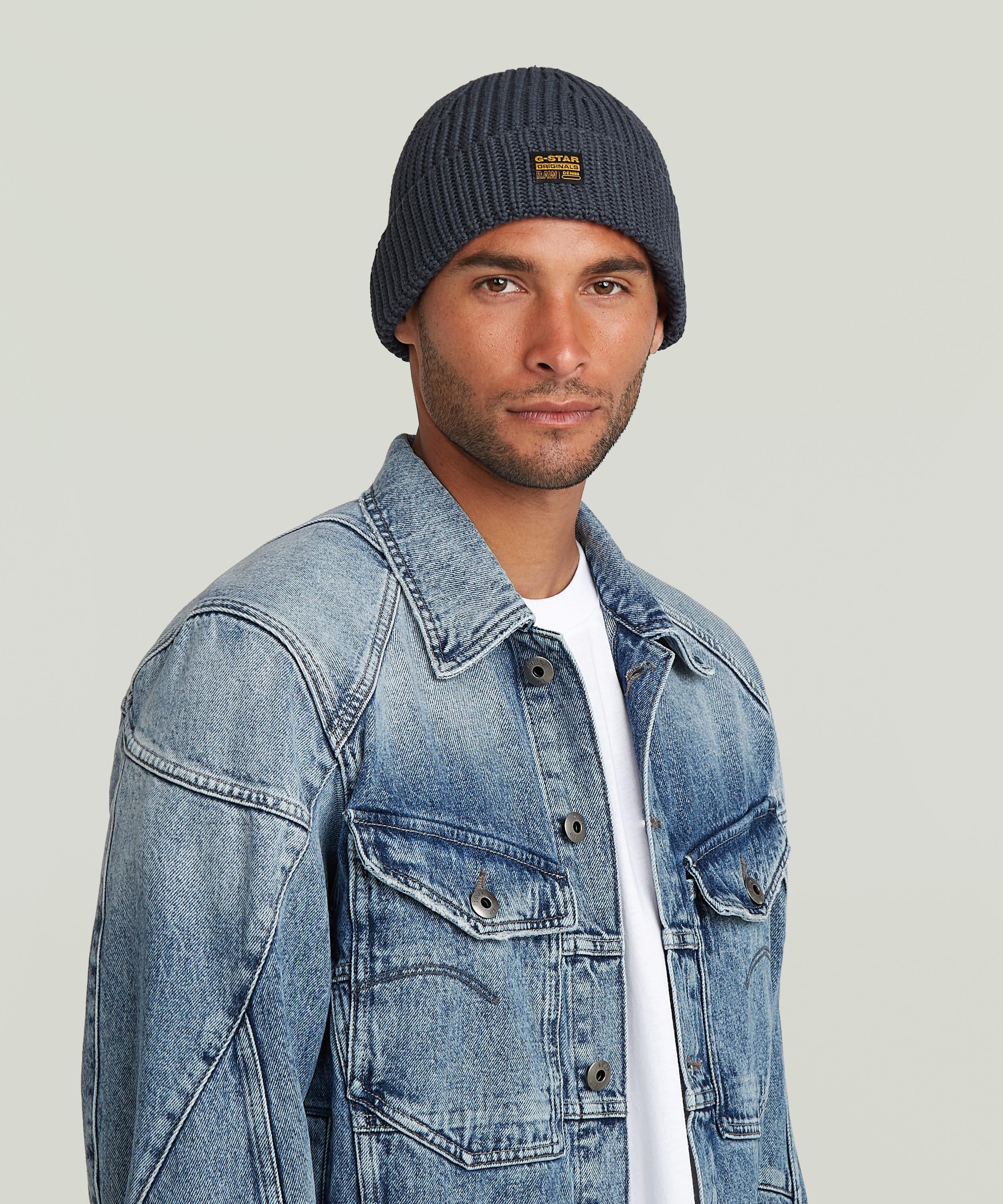 【SALE／40%OFF】G-Star RAW 【公式ショップ】ORIGINALS FISHERMAN BEANIE/ブランドロゴフィッシャーマンニットキャップ/ショートニットワッチ ジースターロゥ 帽子 ニット帽・ビーニー グレー【送料無料】