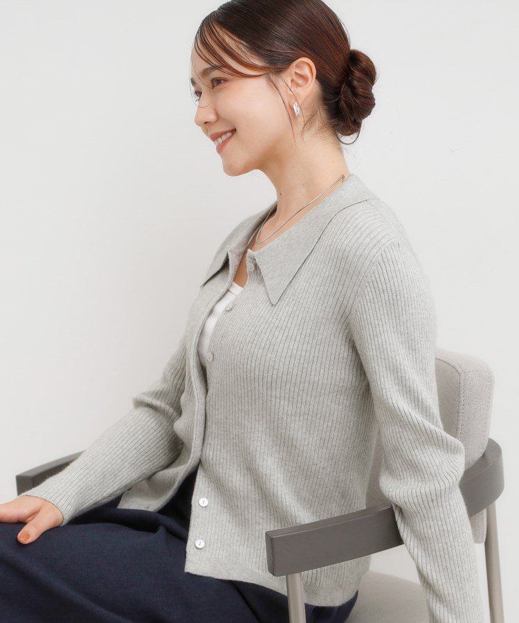 【SALE／20%OFF】SHOO・LA・RUE 【S-LL】カジュアルながらも上品な 襟付きリブニット シューラルー トップス ニット グレー ブラック ブラウン オレンジ