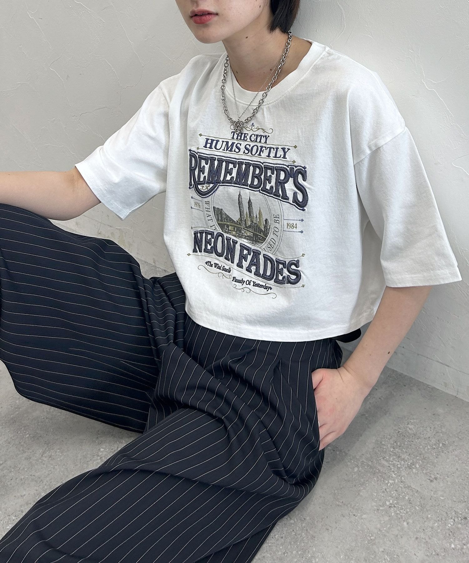PAGEBOY クラフトスケープT ページボーイ トップス カットソー・Tシャツ レッド ブルー ホワイト グレー