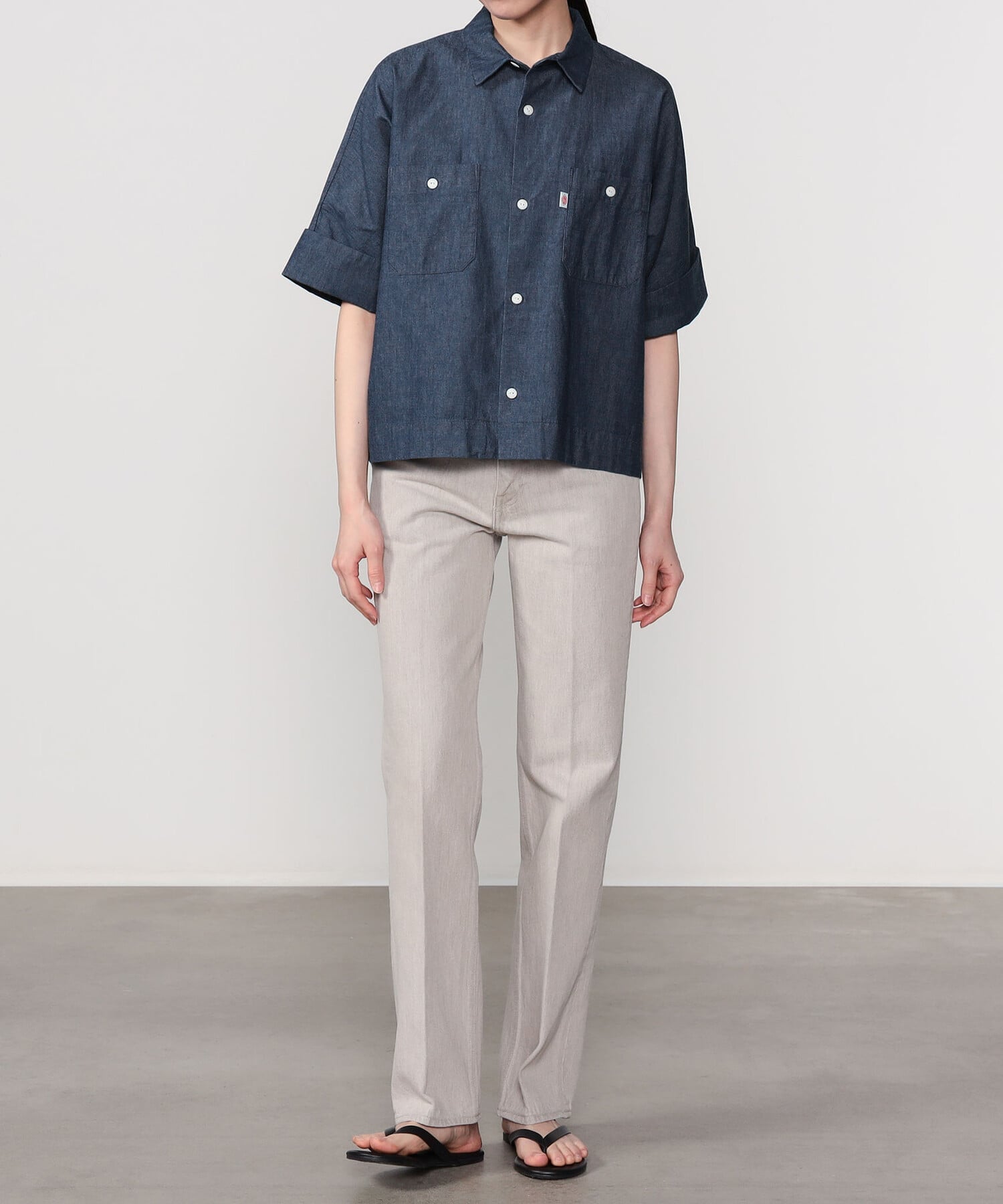 Bshop DANTON ｜ コットンシャンブレー ドルマンワークシャツ WOMEN ビショップ トップス シャツ・ブラウス ネイビー