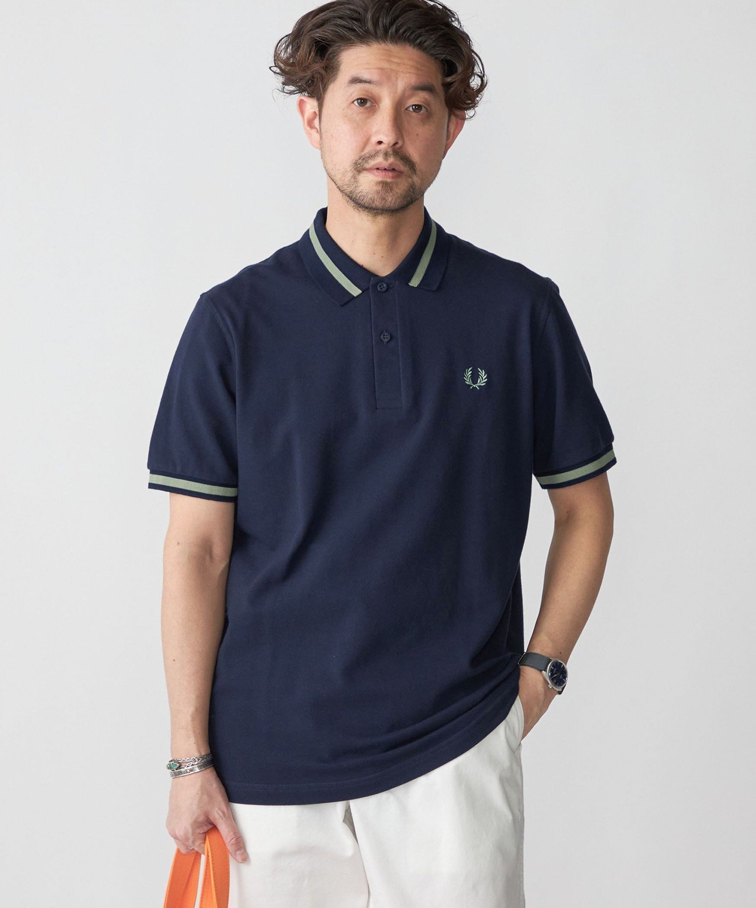 SHIPS 【SHIPS別注】FRED PERRY: イギリス製 M2 シングルライン ポロシャツ 23SS シップス トップス ポロシャツ ネイビー ブラウン グリーン ブルー【送料無料】のサムネイル