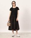 アンタイトル 結婚式ワンピース 【SALE／50%OFF】UNTITLED 【TORRAZZO DONNA】カットソー*布帛 シャーリングワンピース アンタイトル ワンピース・ドレス その他のワンピース・ドレス ブラック【送料無料】