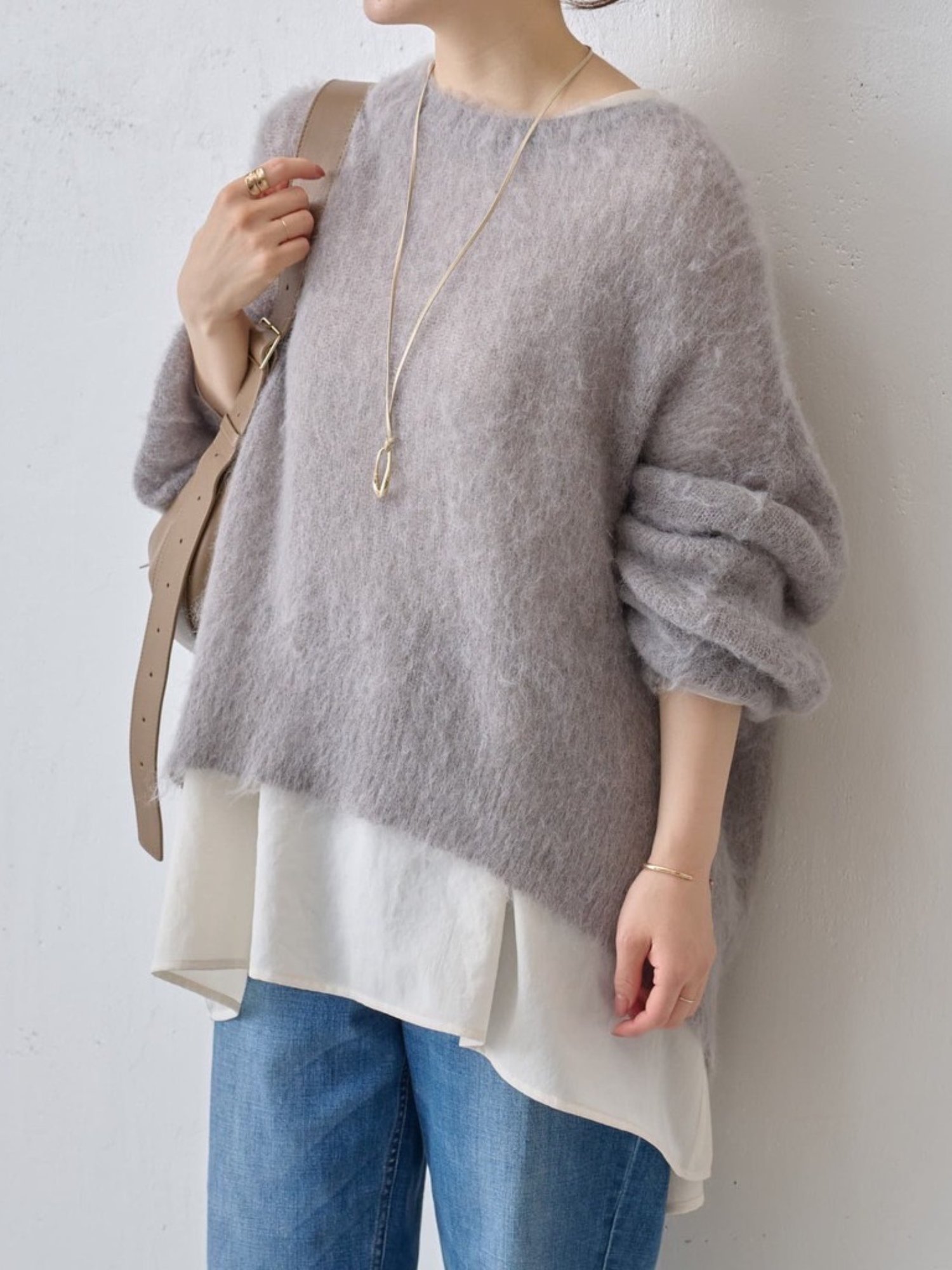 BEARDSLEY モヘアルーズニット ビアズリー トップス ニット グレー イエロー レッド【送料無料】のサムネイル