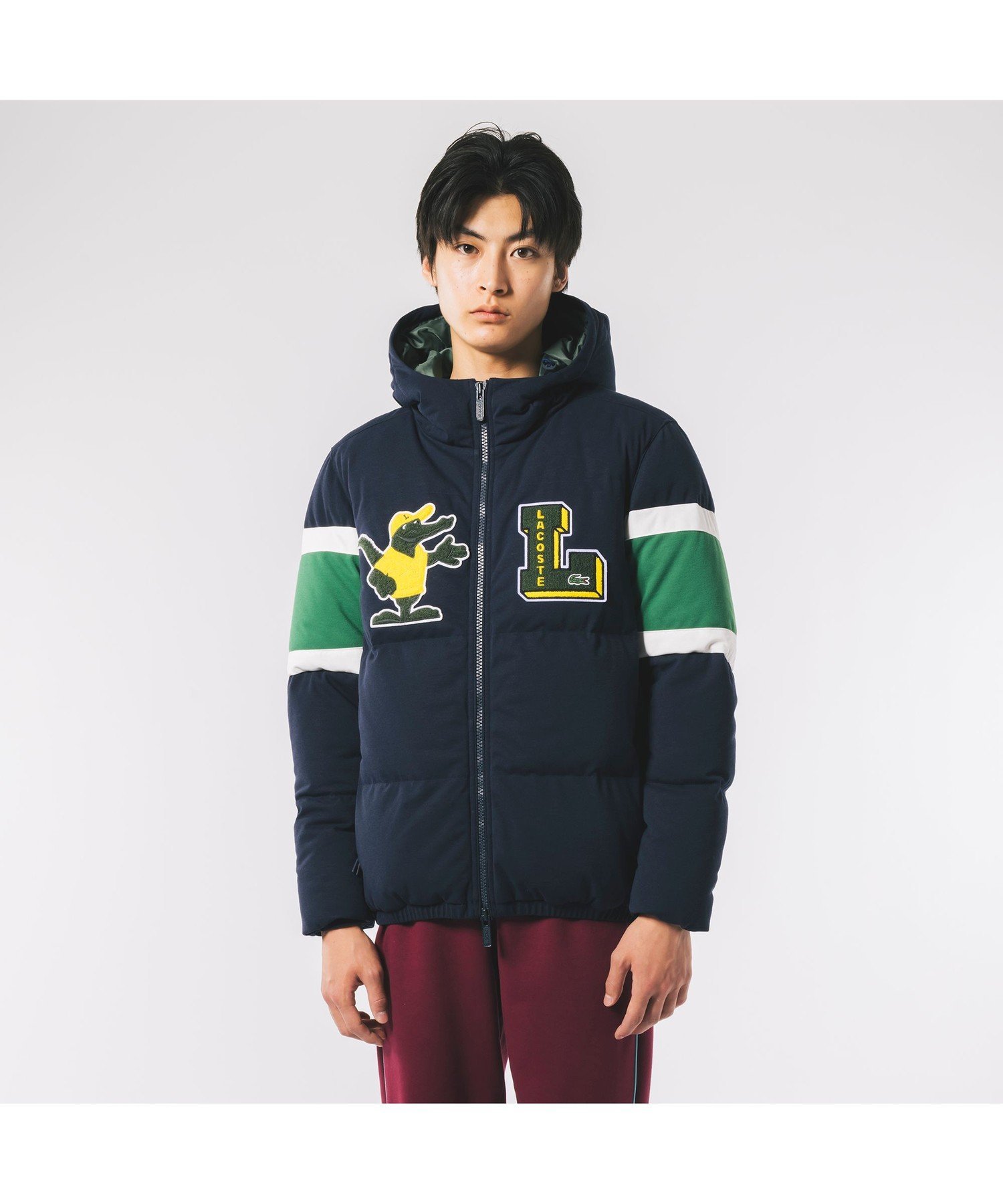 ラコステ アウター メンズ 【SALE／40%OFF】LACOSTE 鹿の子地ダウンジャケット ラコステ ジャケット・アウター ダウンジャケット・ダウンベスト ネイビー ブラウン【送料無料】