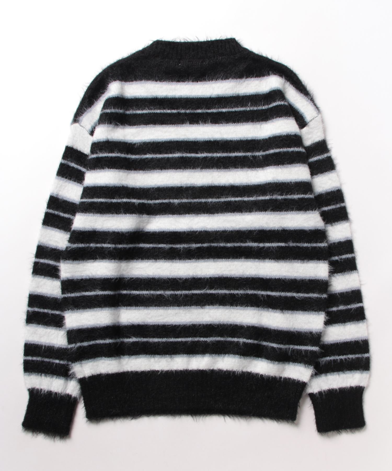 aimoha MENS/BORDER FRINGE KNIT ボーダーフリンジ プルオーバー アイモハ トップス ニット ブラック