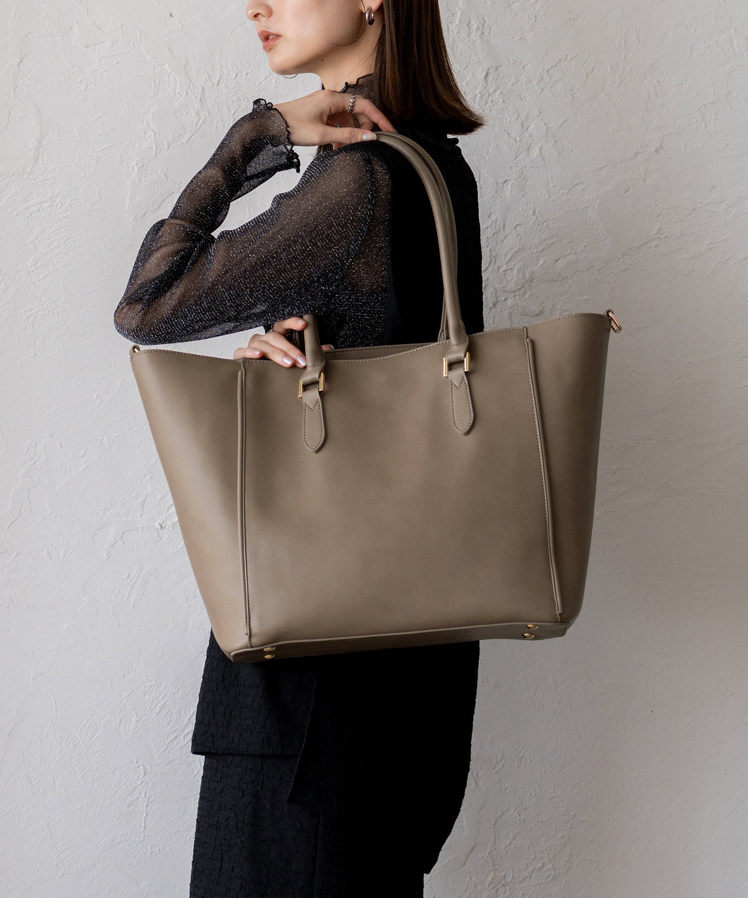 【SALE／29%OFF】aroco 2wayビッグトートバッグ ヴィータフェリーチェ バッグ トートバッグ グレー ブラウン ブラック【送料無料】