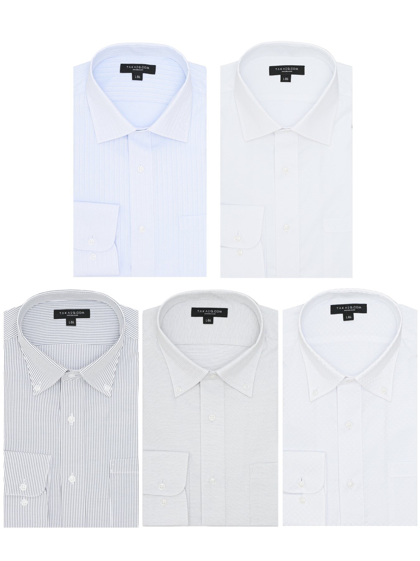 TAKA-Q 【WEB限定】形態安定 吸水速乾 スタンダードフィット 長袖シャツ5枚セット MIX シャツ メンズ ワイシャツ ビジネス yシャツ タカキュー ...