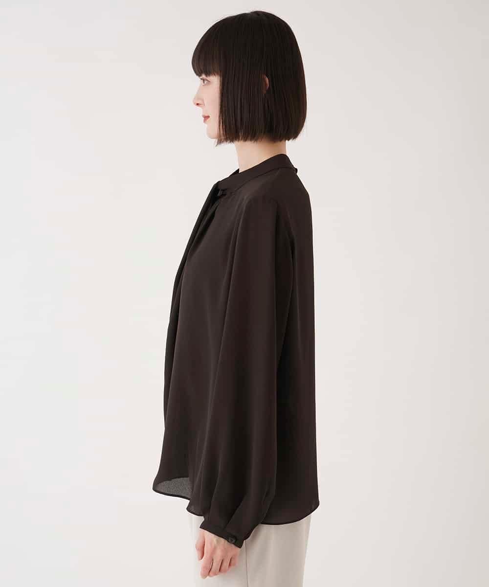 HIROKO BIS ドレープアクセントジョーゼットブラウス /洗濯機で洗える ヒロコ ビス トップス シャツ・ブラウス ブラウン ネイビー