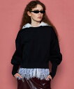 MAISON SPECIAL Crew Neck Color Short Knit Pullover メゾンスペシャル トップス ニット ブラック【送料無料】