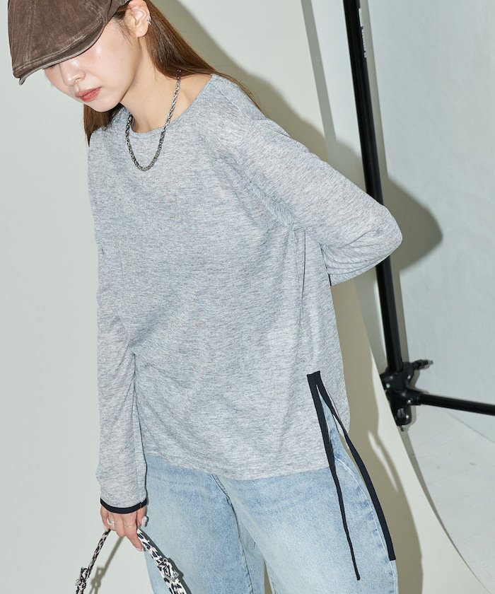 PUBLUX シアー パイピング ロンT 限定展開 25AW フリークスストア トップス カットソー・Tシャツ ベージュ ブラック【送料無料】のサムネイル