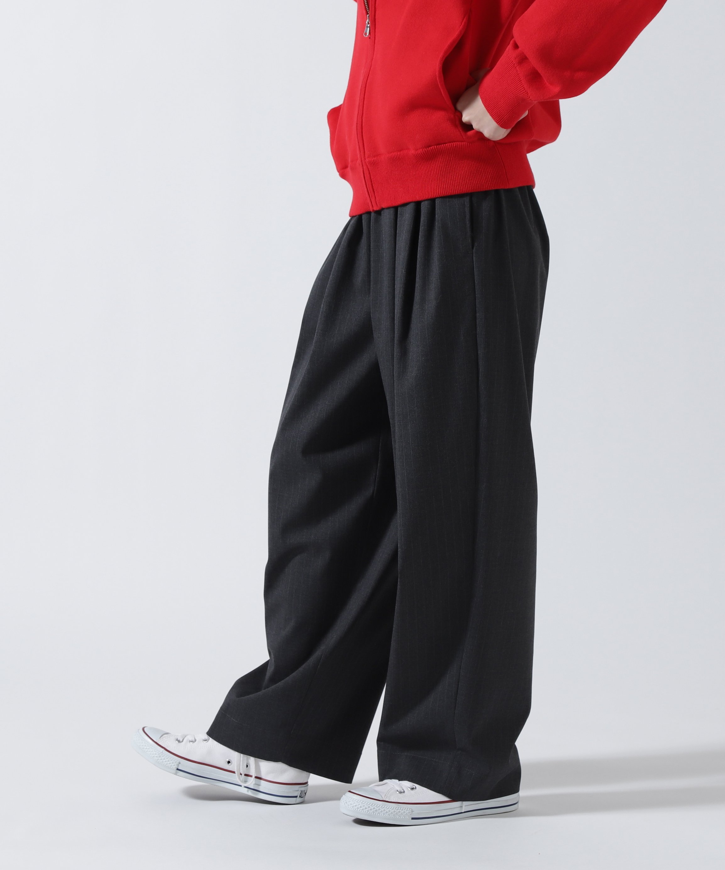 DROIT BELLO(ドロイトベロ)ストライプパンツ ビーセカンド パンツ その他のパンツ ブラック グレー