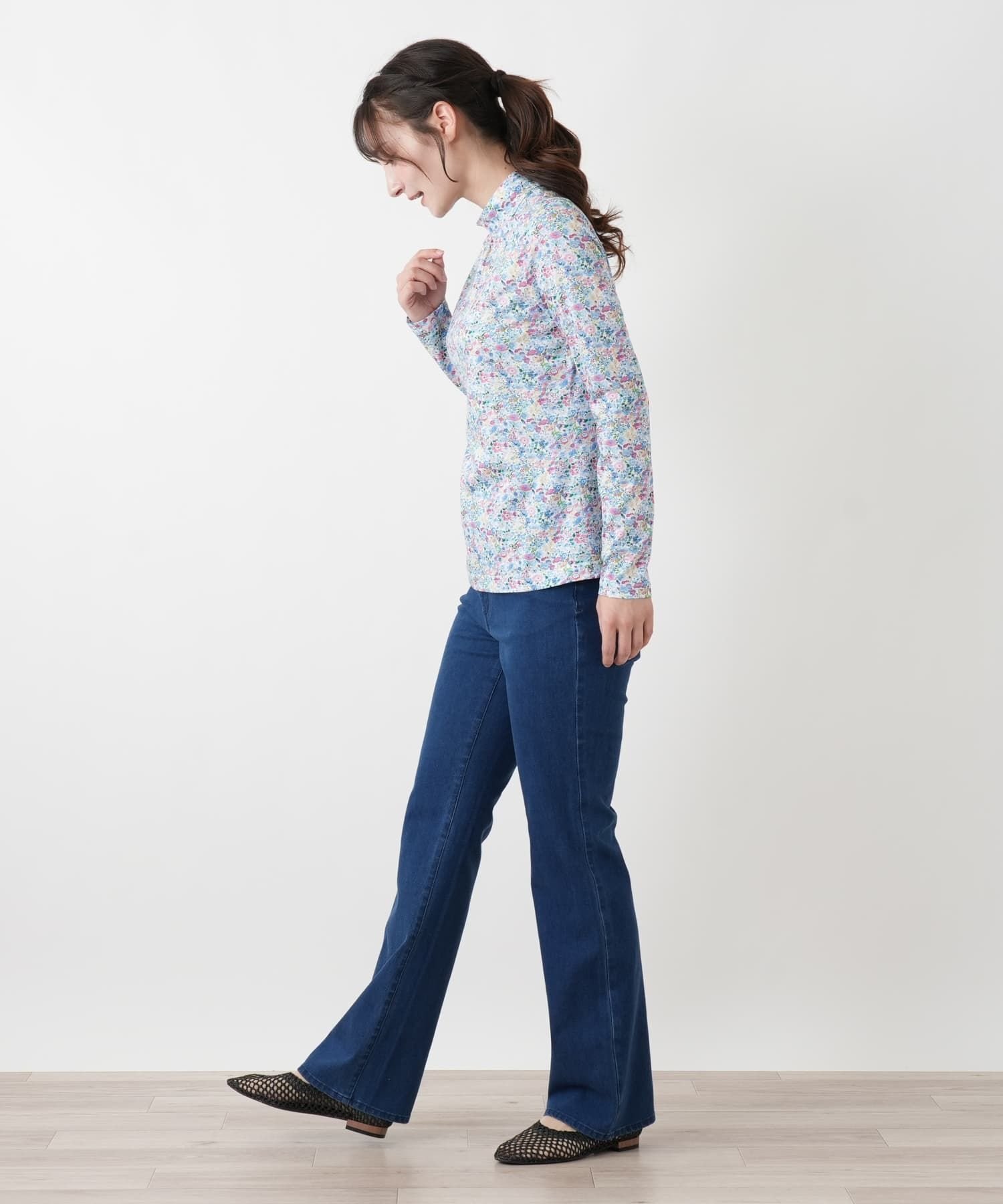 Leilian フラワー柄プリントハイネックカットソー レリアン トップス カットソー・Tシャツ レッド
