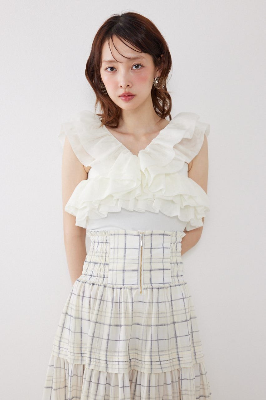 rienda オフショルフリルカットトップス リエンダ トップス カットソー・Tシャツ ホワイト イエロー ブラック