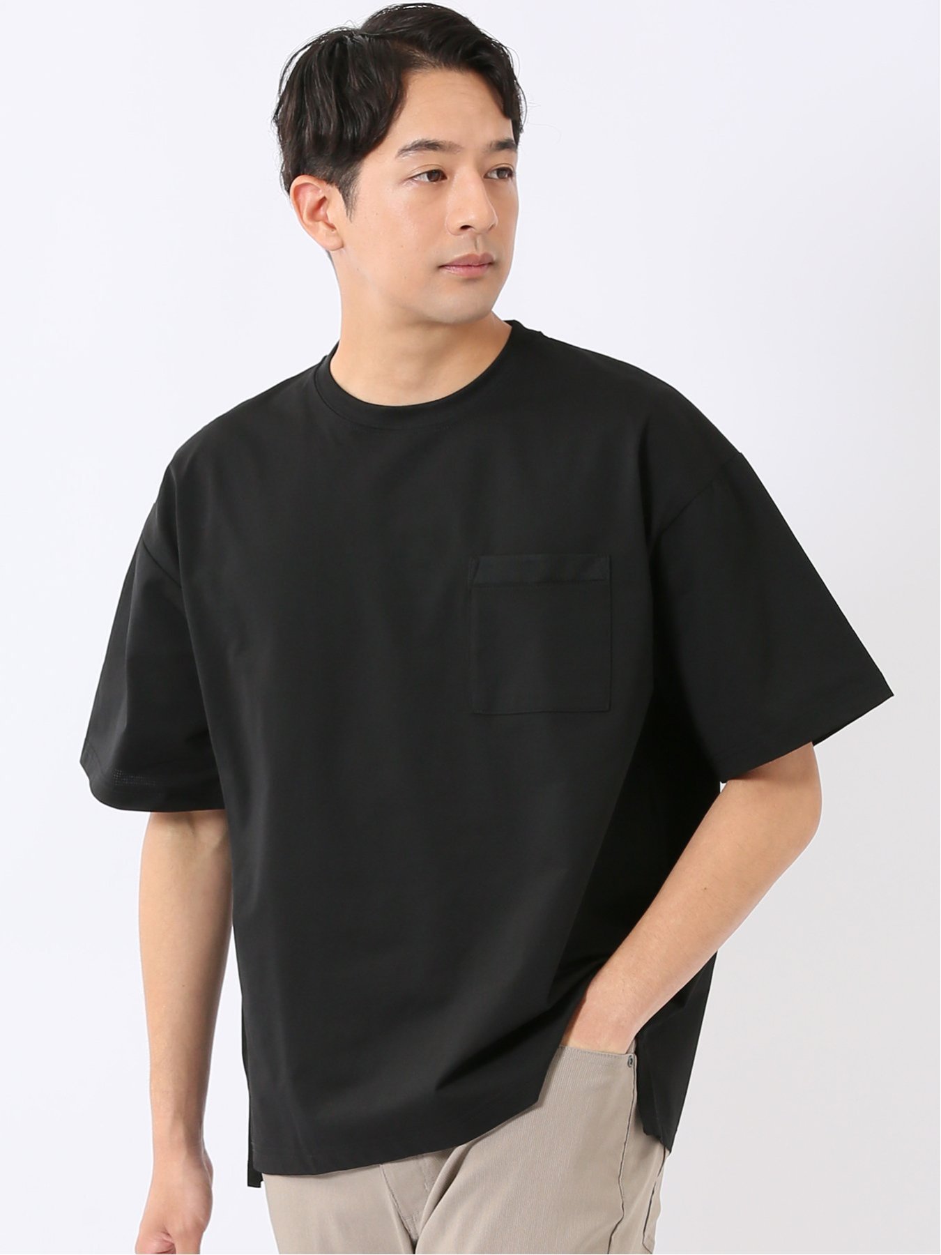 【SALE／31%OFF】m.f.editorial KAITEKI+ ストレッチ 吸汗速乾 UV 軽量 高通気 メッシュ 胸ポケット 無地 クルーネック 半袖 Tシャツ メンズ タカキュー トップス カットソー・Tシャツ グレー ブラウン