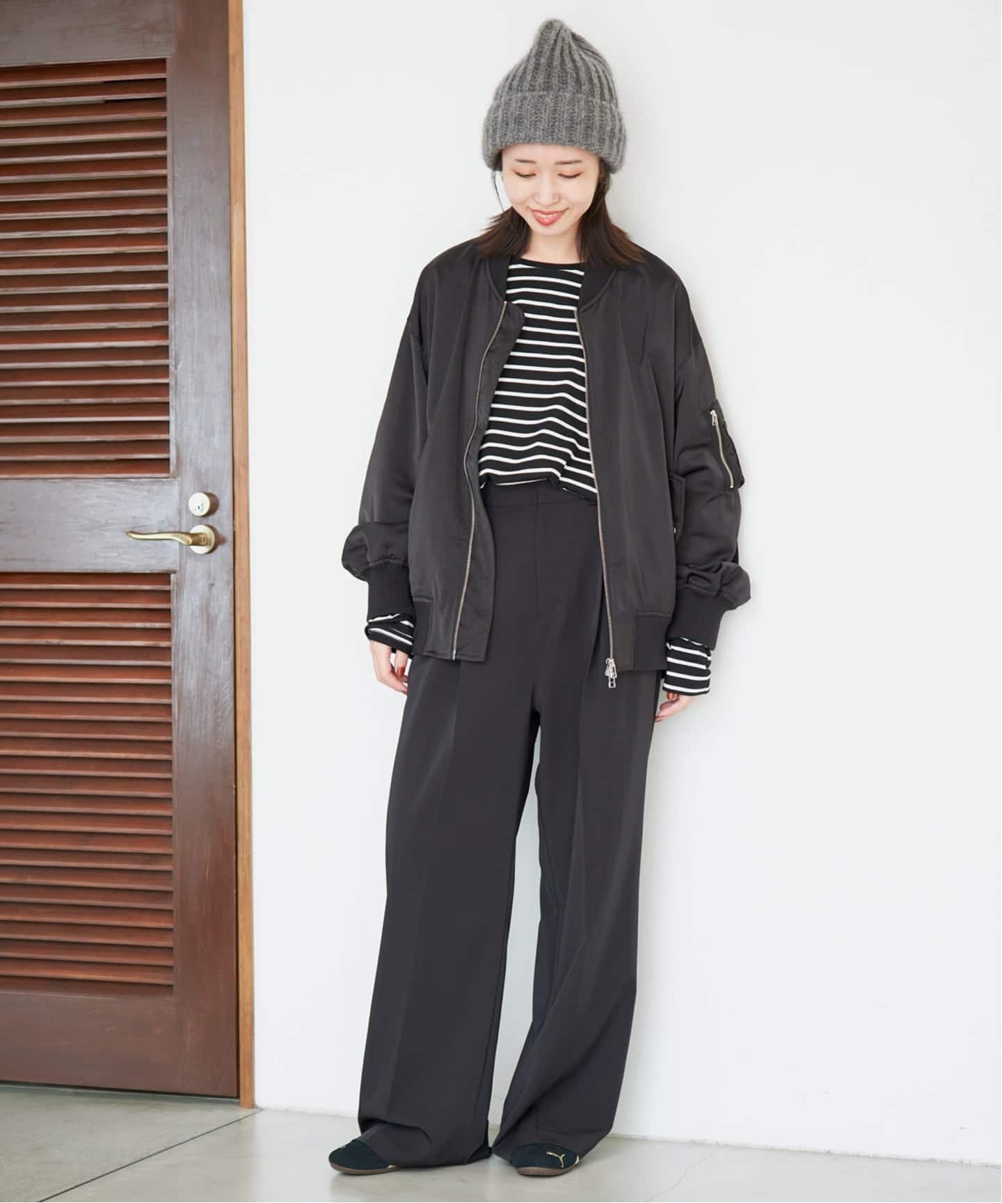 SLOBE IENA 《シリーズあり/予約》レースコンビボーダーカットソー スローブ イエナ トップス カットソー・Tシャツ ブラック ホワイト