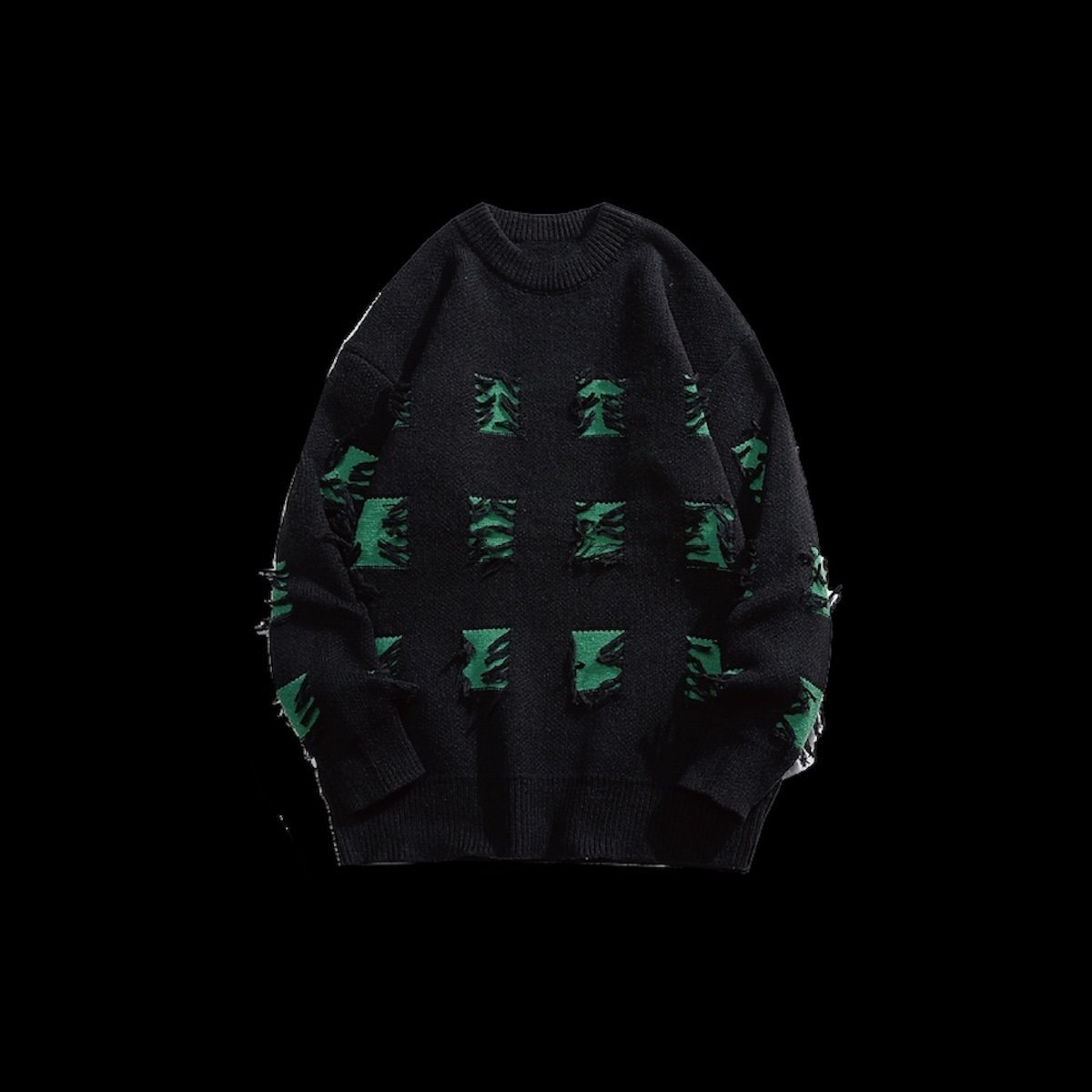 U:UME Block Broken Tassel Knit ユーム トップス ニット グレー ブラック【送料無料】