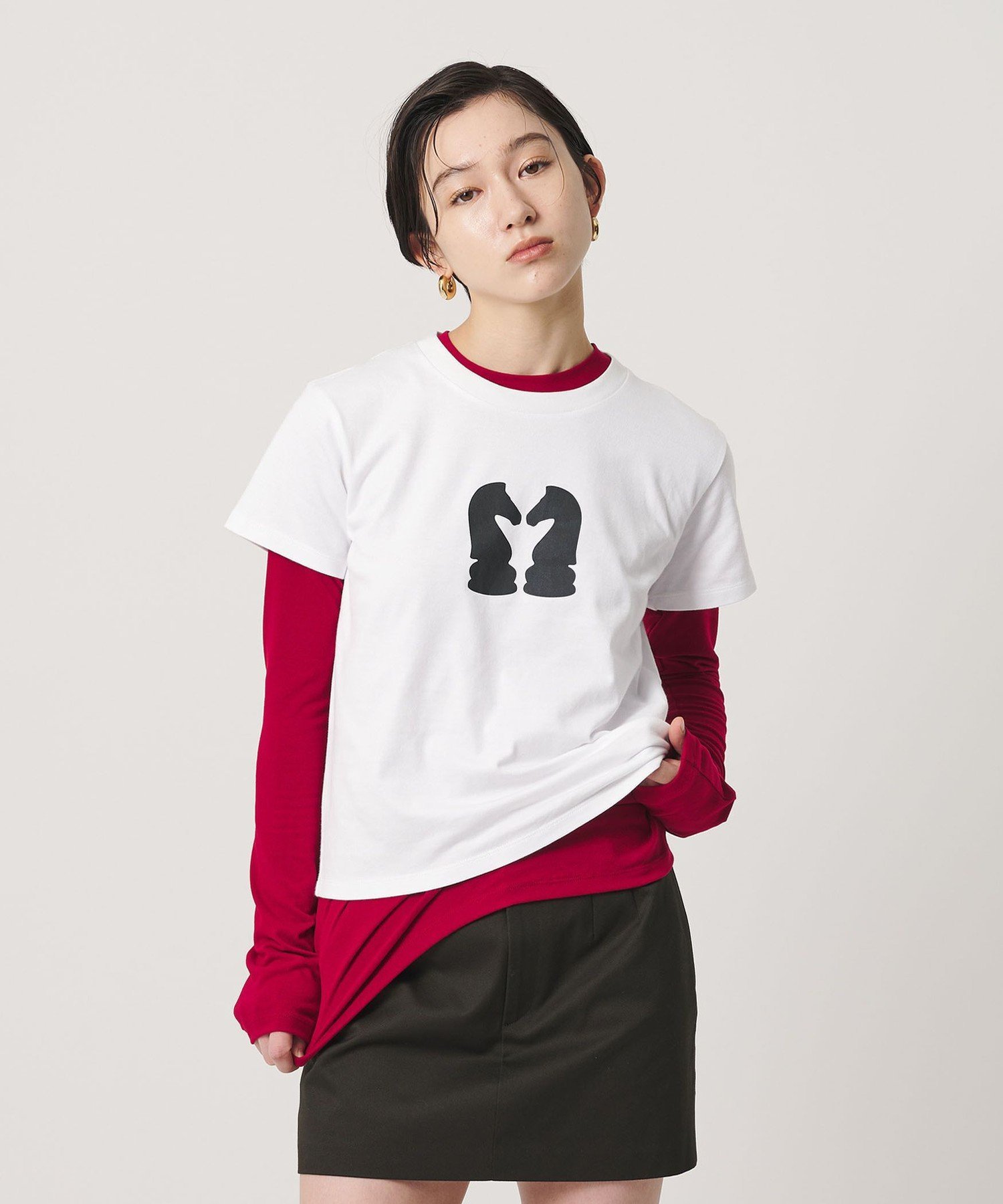 ER ＜ER＞チェスナイトプリントTシャツ ビューティー＆ユース ユナイテッドアローズ トップス カットソー・Tシャツ ホワイト ブラック