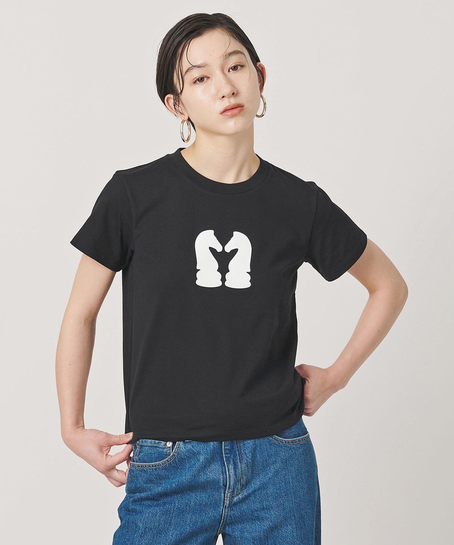 ER ＜ER＞チェスナイトプリントTシャツ ビューティー＆ユース ユナイテッドアローズ トップス カットソー・Tシャツ ホワイト ブラック