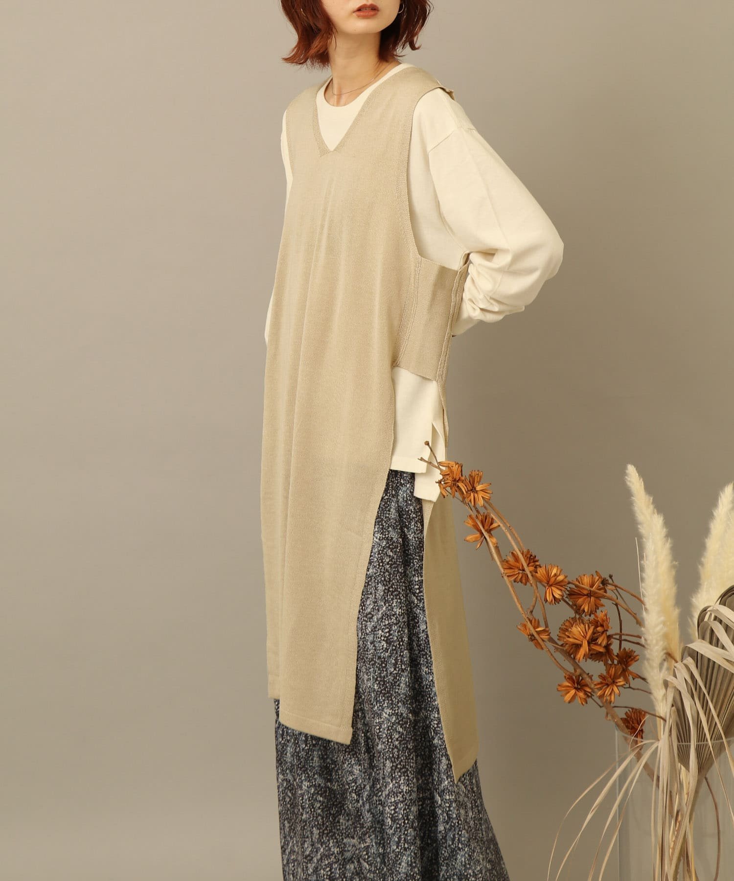 【SALE/73%OFF】SENSE OF PLACE 2WAYロングニットベスト センス オブ プレイス トップス ニット グレー ピンク ブルー ブラウン ...