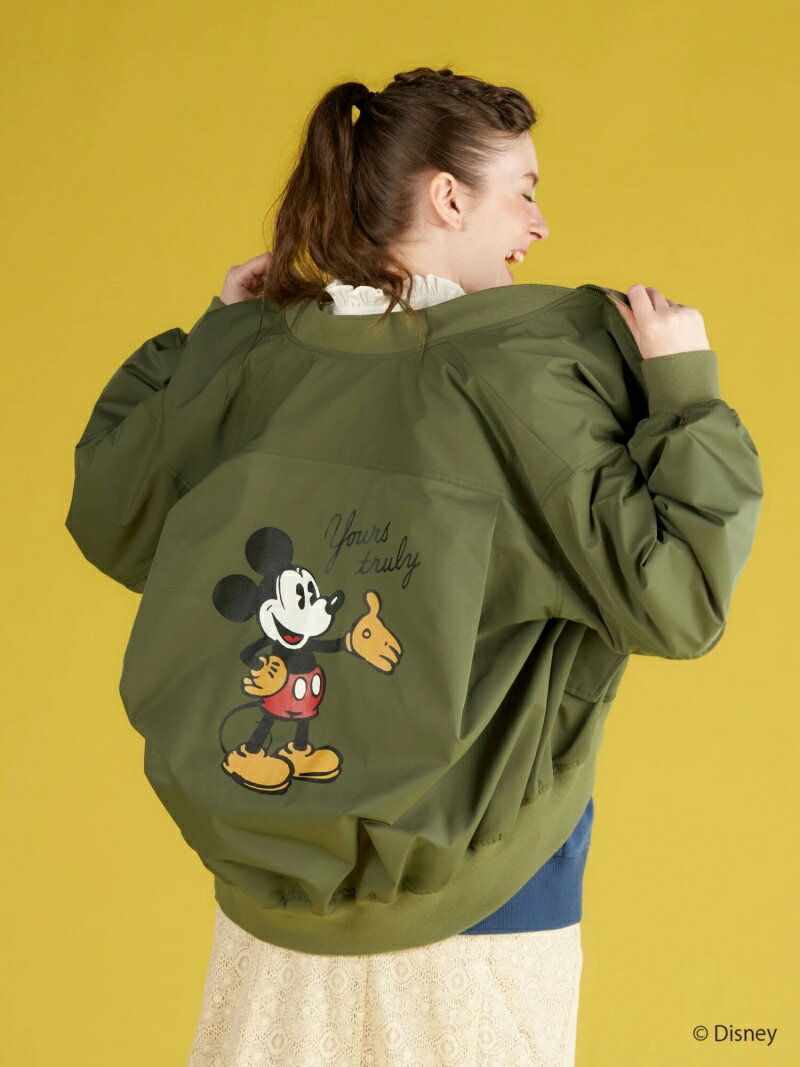 【SALE／60%OFF】Disney collection by AMERICAN HOLIC バックプリントリブブルゾン/Mickey アメリカン ホリック ジャケット・アウター その他のジャケット・アウター カーキのサムネイル