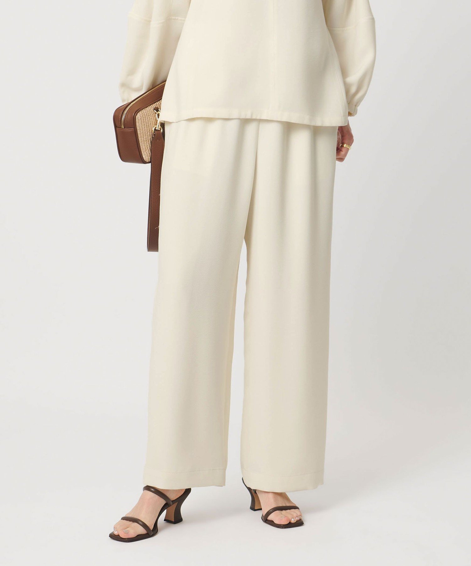 COMFY ストレート イージーパンツ WHITE -防汚 UVカット ウォッシャブル- ユナイテッドアローズ パンツ スラックス・ドレスパンツ ホワイト
