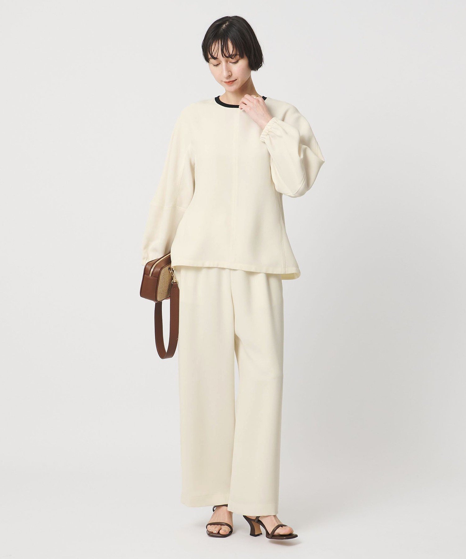 COMFY ストレート イージーパンツ WHITE -防汚 UVカット ウォッシャブル- ユナイテッドアローズ パンツ スラックス・ドレスパンツ ホワイト