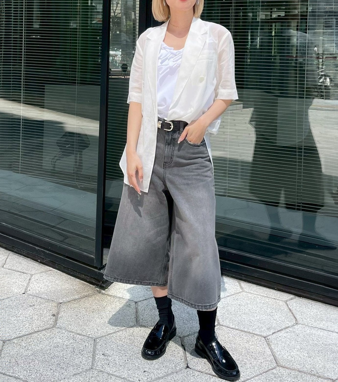 LE CIEL BLEU デニムハーフパンツ / Denim Half Pants ルシェルブルー パンツ ジーンズ・デニムパンツ グレー