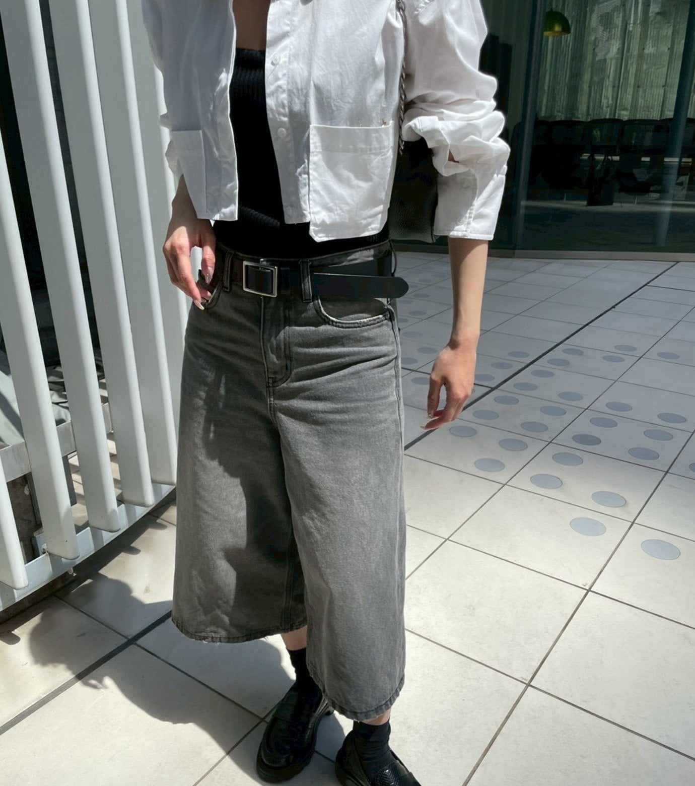 LE CIEL BLEU デニムハーフパンツ / Denim Half Pants ルシェルブルー パンツ ジーンズ・デニムパンツ グレー