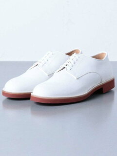 Buck Plain Toe Oxford 1331-343-8411: White Buck Plain Toe Oxford 1331-343-8411: White