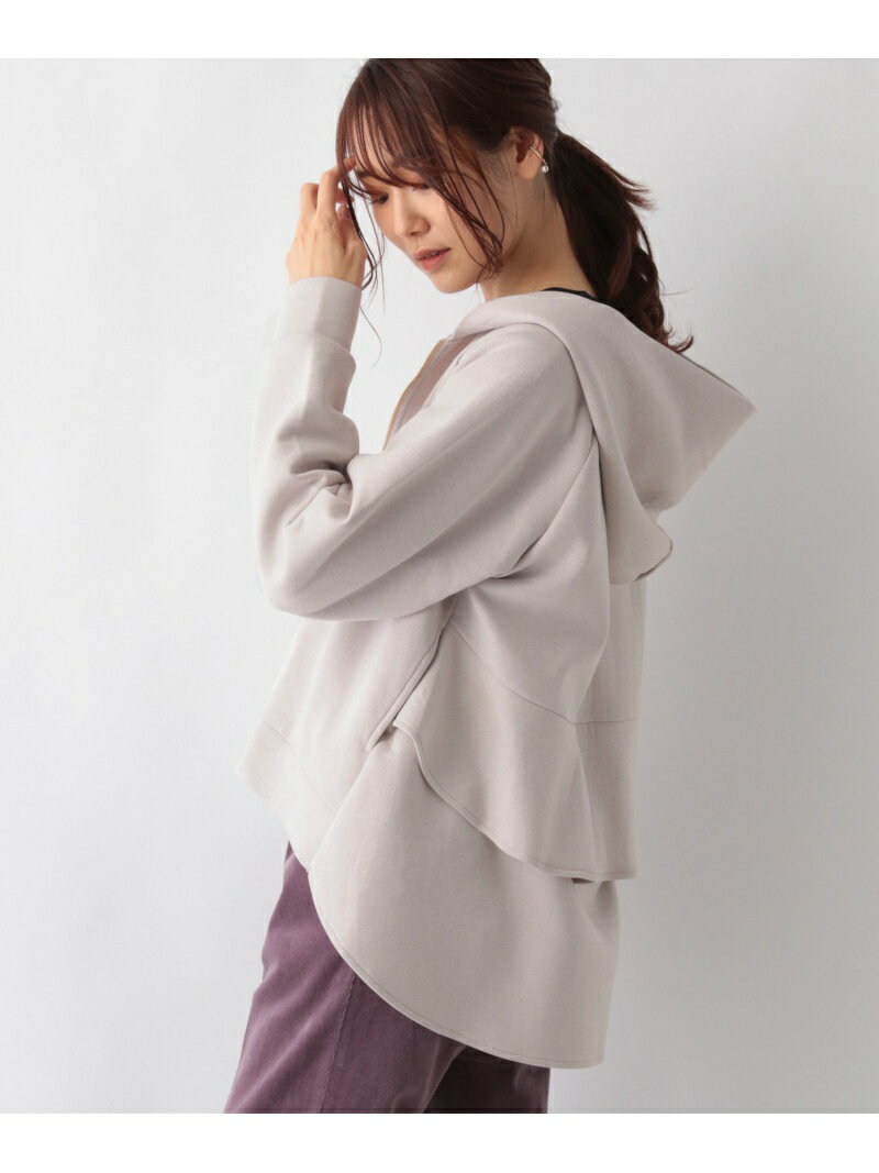 【SALE／40%OFF】GLOBAL WORK (W)サマミエエアリーフリルZIPPK グローバルワーク トップス パーカー・フーディー ブラック ベージュのサムネイル